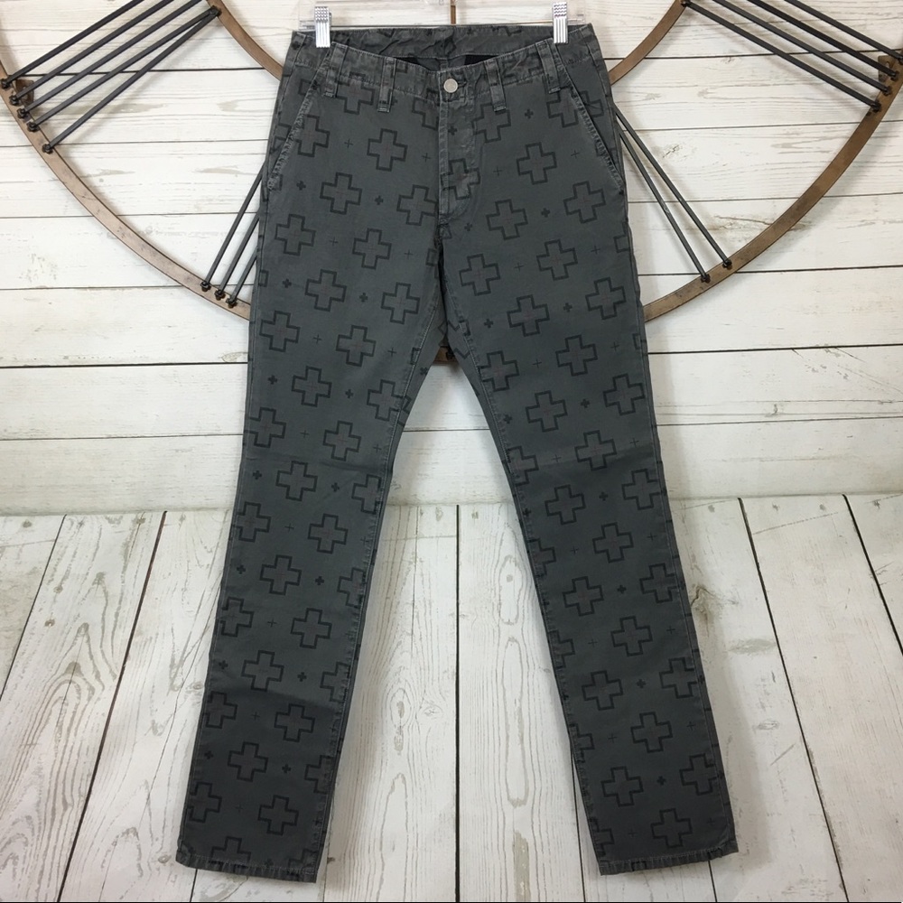 Kelly Cole Cross Graphic Print Button Fly Pants